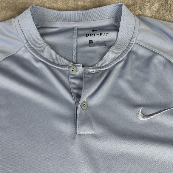 Nike Dri-FIT Shirt Mens 2XL Light Blue Short Sleeve Henley Raglan Athletic Golf - Picture 1 of 9